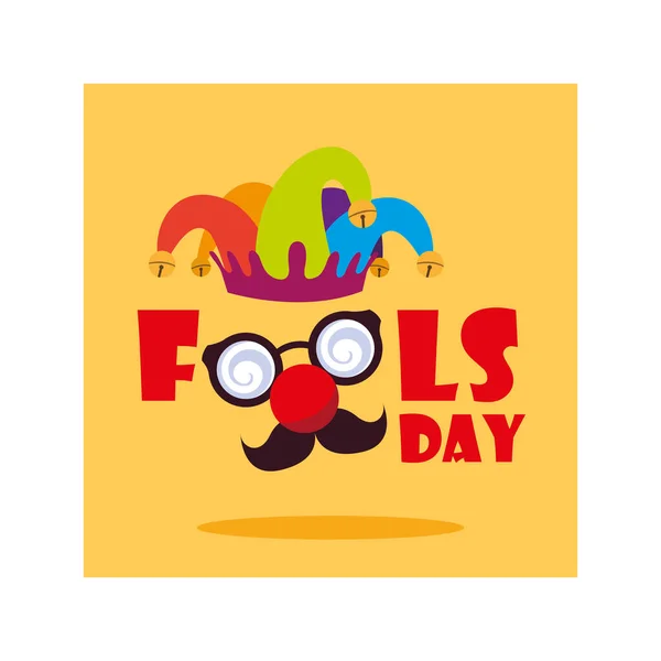 Card with label april fools day, humorous party — Stok Vektör