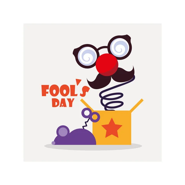 Card with label april fools day, humorous party — Stockvector