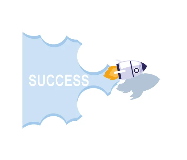Flying rocket, success of business — Stockvector