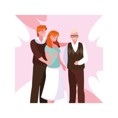 couple of people and grandfather standing