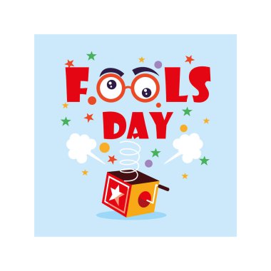 card with label april fools day, humorous party