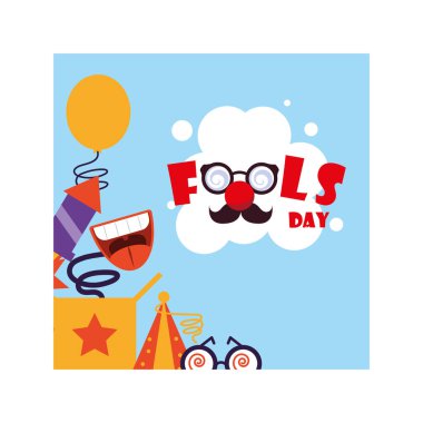 card with label april fools day, humorous party