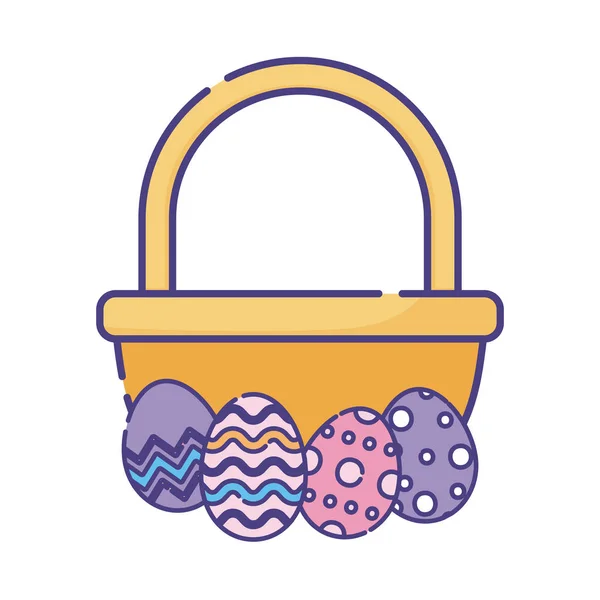 Feliz Pascua huevos y cesta de estilo plano icono de diseño vectorial — Vector de stock