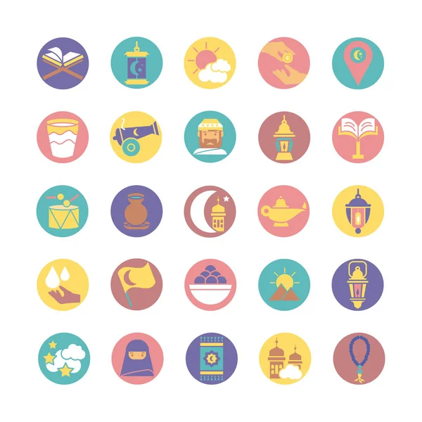 Koran and ramada icon set, block style — Stockvector