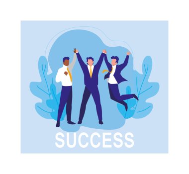 businessmen celebrating success, successful business team