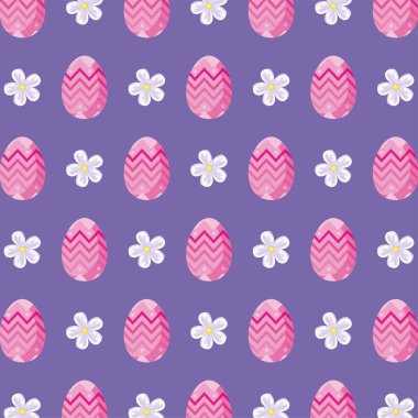 Happy easter eggs and flowers background vector design