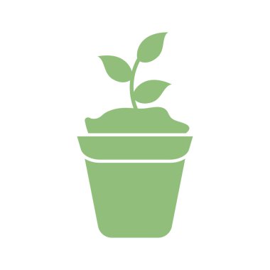 plant in a pot icon, silhouette style