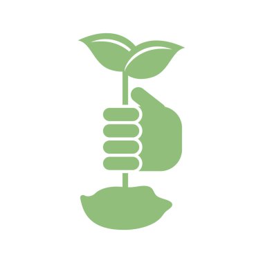 Bir bitki simgesini tutan el, siluet tarzı.