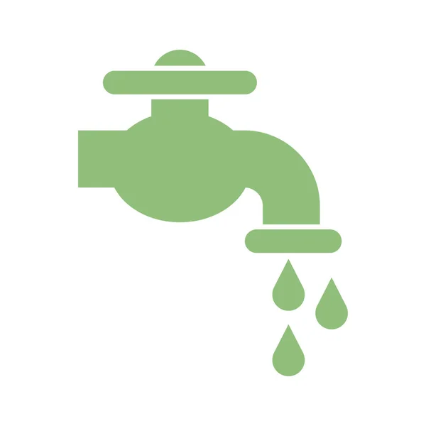 Faucet with water drops icon, silhouette style — ストックベクタ