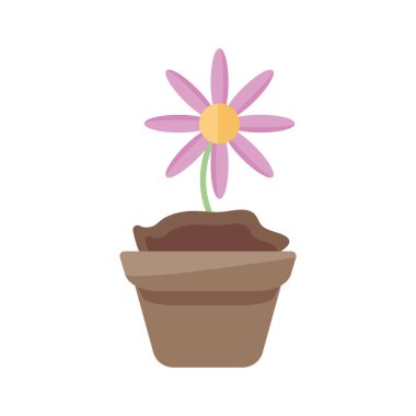 beautiful flower in a pot icon, flat detail style