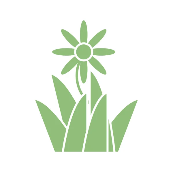 Schöne Blume und Gras-Ikone, Silhouette-Stil — Stockvektor