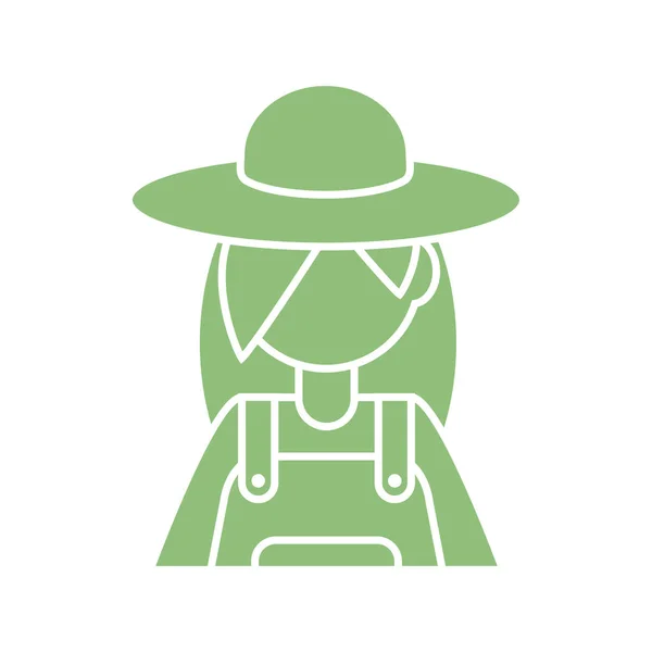 Desenho animado ícone jardineiro mulher, estilo silhueta — Vetor de Stock