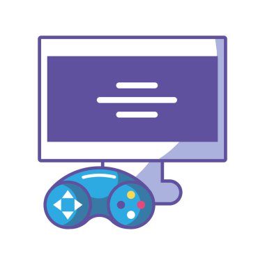 Masaüstü bilgisayar ekranı beyaz arkaplanda video oyunları denetimi