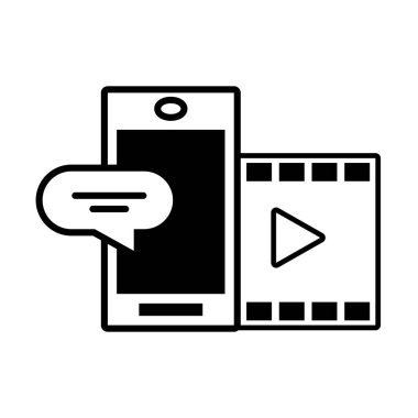 Beyaz arkaplanda teknolojik ve dijital elementlere sahip akıllı telefon