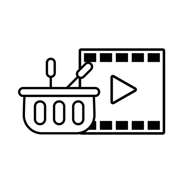 Media player frame com botão play no fundo branco —  Vetores de Stock