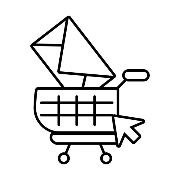 Carrinho de compras com elementos digitais em fundo branco —  Vetores de Stock
