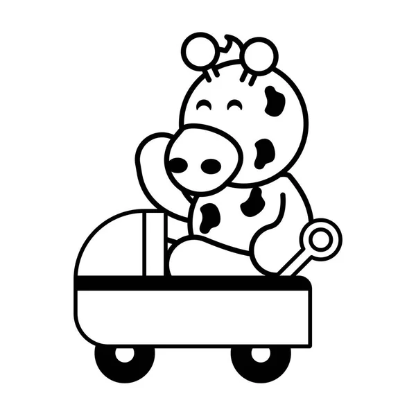 Жираф з дитячою машиною на білому тлі, дитячі іграшки — стоковий вектор