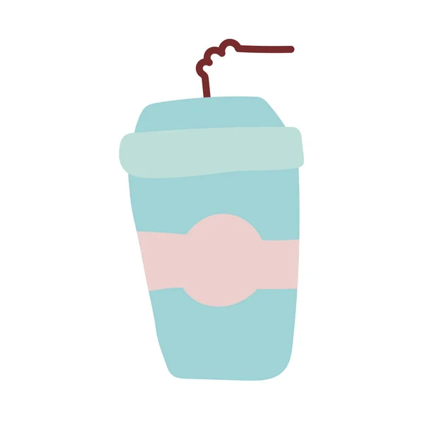 Tasse jetable pour les boissons avec de la paille sur fond blanc — Image vectorielle