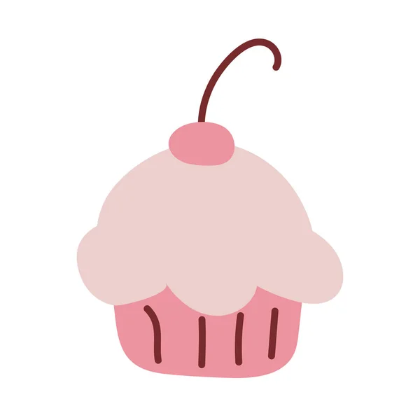 Lahodný a čerstvý cupcake na bílém pozadí — Stockový vektor