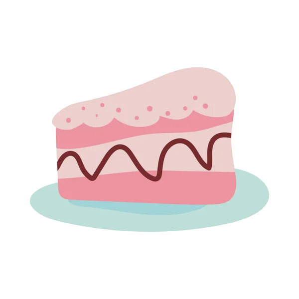 Porción de pastel de cumpleaños sobre fondo blanco — Vector de stock