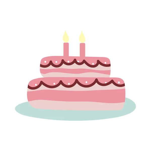 Birthday cake on white background — Stock Vector