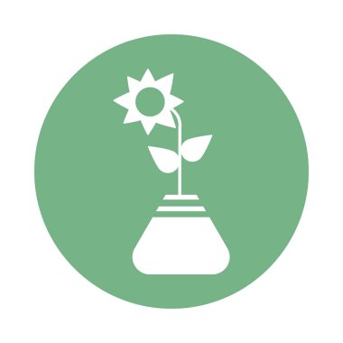 Saksısı, bloğu ve düz stili ikonu olan sevimli bir çiçek