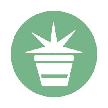 saksı, blok ve düz stil ikonuna sahip ev bitkisi