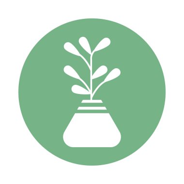 saksı, blok ve düz stil ikonuna sahip ev bitkisi