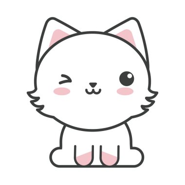 Beyaz arka planda sevimli kedi, kedi evcil