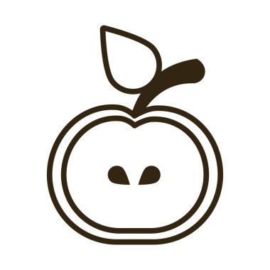 beyaz arkaplanda elma, satır biçimi simgesi