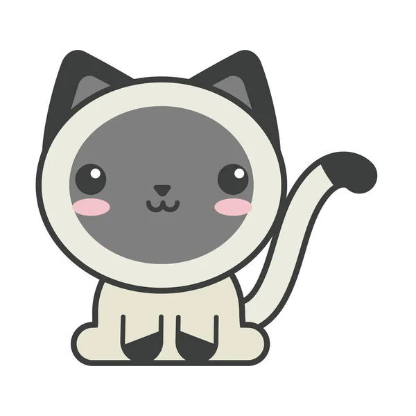 Mignon chat sur fond blanc, félin domestique — Image vectorielle