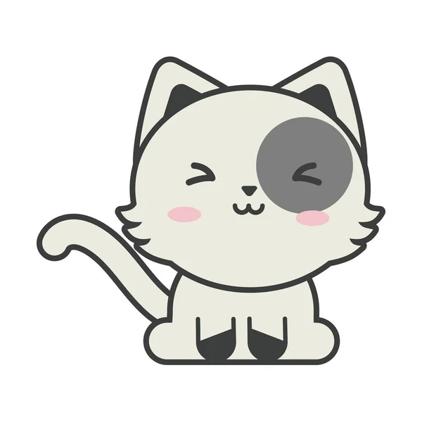 Cute cat on white background, feline domestic — Stock Vector