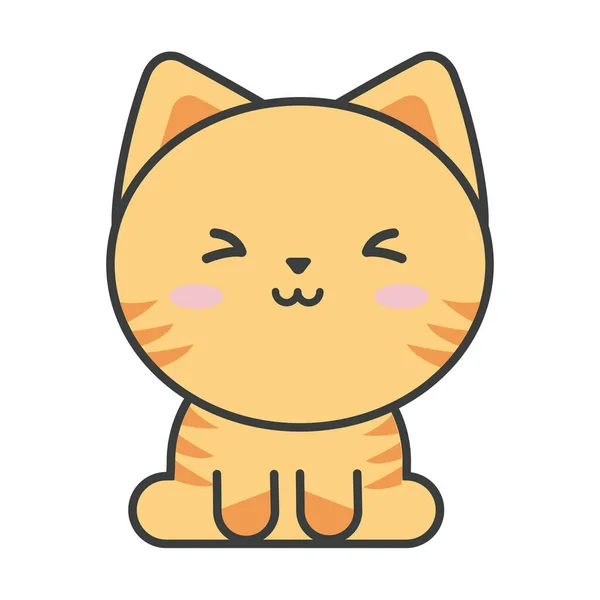 Gato lindo sobre fondo blanco, felino doméstico — Vector de stock