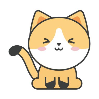 Beyaz arka planda sevimli kedi, kedi evcil