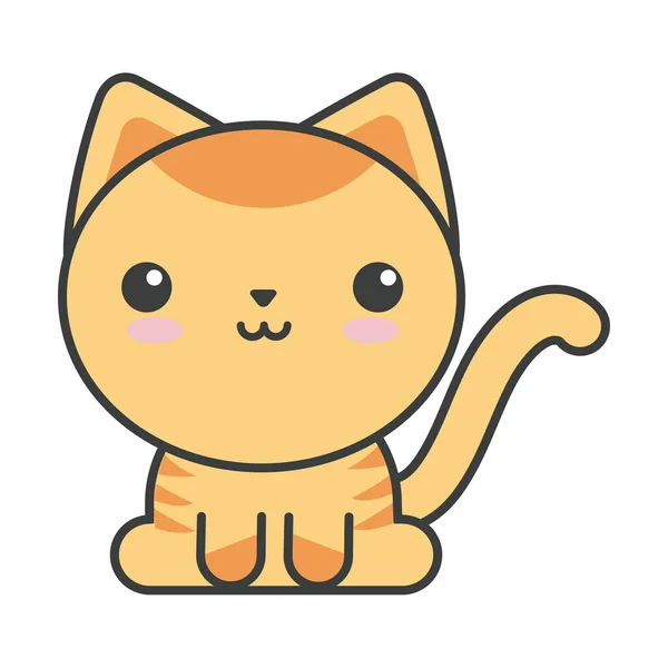 Gato lindo sobre fondo blanco, felino doméstico — Vector de stock