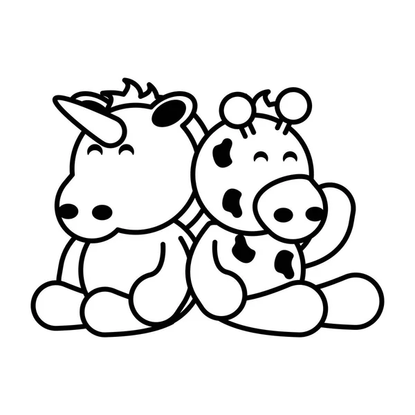 Giraffe und Einhorn auf weißem Hintergrund, Babyspielzeug — Stockvektor