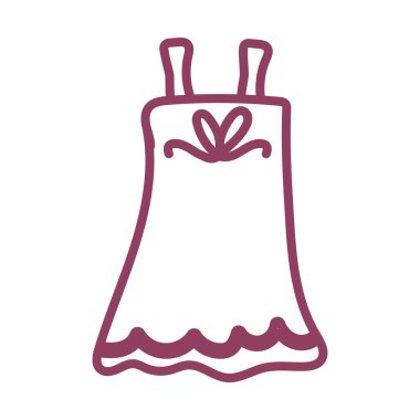 Beyaz arkaplandaki kadın elbisesi, satır biçimi simgesi