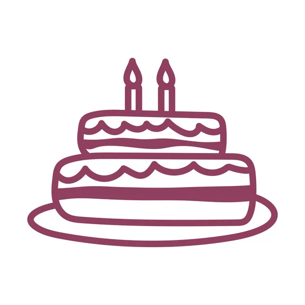 Pastel de cumpleaños sobre fondo blanco, icono de estilo de línea — Archivo Imágenes Vectoriales