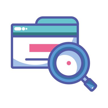 Beyaz arkaplanda dijital nesneler olan büyüteç