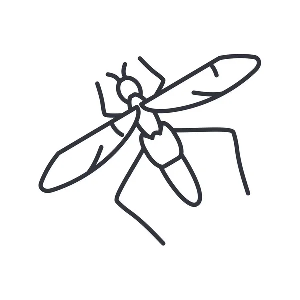 Иконка насекомого комара, стиль деталей линии — стоковый вектор