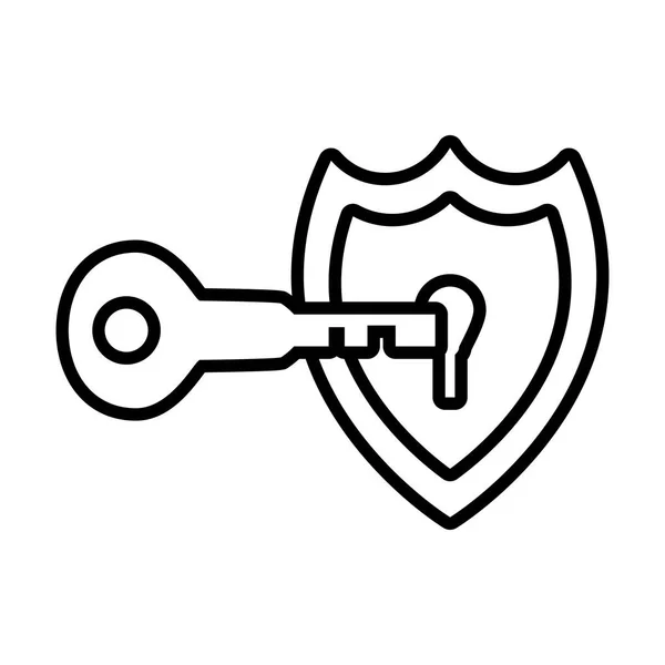 Escudo con iconos seo en fondo blanco — Vector de stock