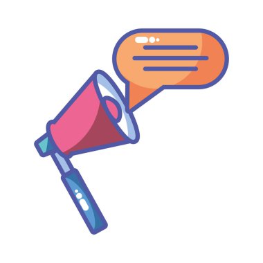 beyaz arka planda megafon ile el