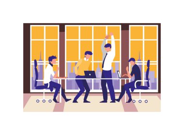 İş adamları toplantı, planlama ve pazarlama araştırmalarında