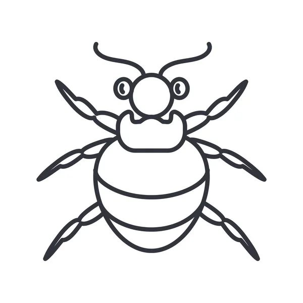 Icona dell'insetto delle pulci, stile dettaglio linea — Vettoriale Stock