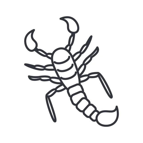 Escorpio insecto, línea detalle estilo icono — Vector de stock