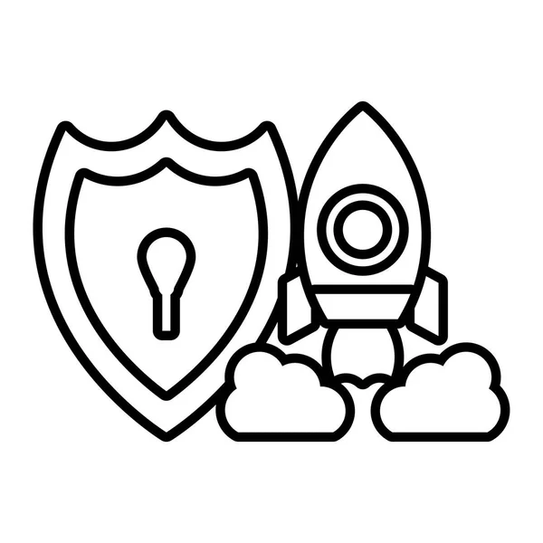 Bouclier avec des icônes seo en fond blanc — Image vectorielle