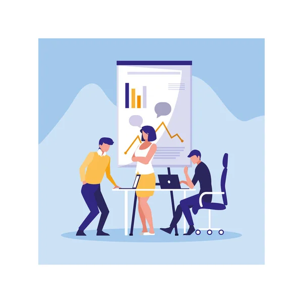 Група людей бізнес в робочому кабінеті, координована робота в дружній команді в офісі — стоковий вектор