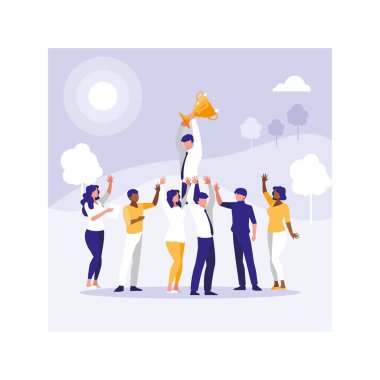 group of people business celebrating success, successful business team