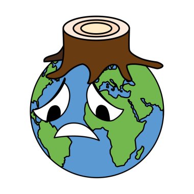 Toprak gezegeni beyaz arka plandaki kirliliğe hasta.