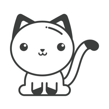 Beyaz arkaplanda sevimli kedi, satır biçimi simgesi